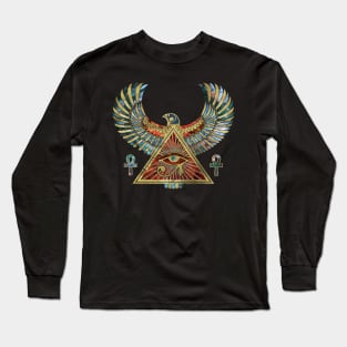 Eye of Horus - Wadjet  Gemstone and Gold Long Sleeve T-Shirt